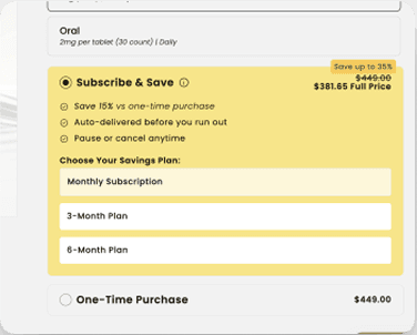 Subscribe and save widget on Limitless Living MD