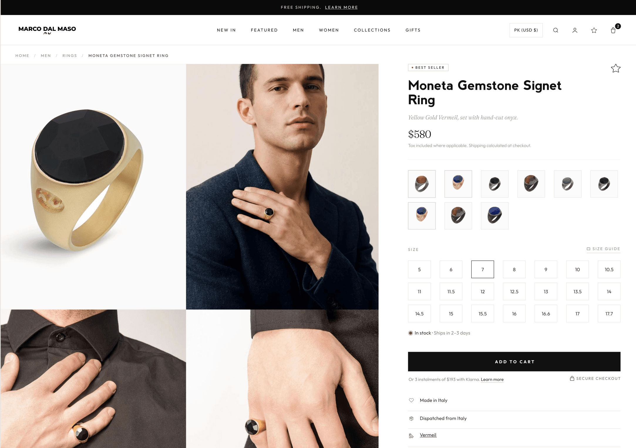 Marco Dal Maso storefront after the redesign