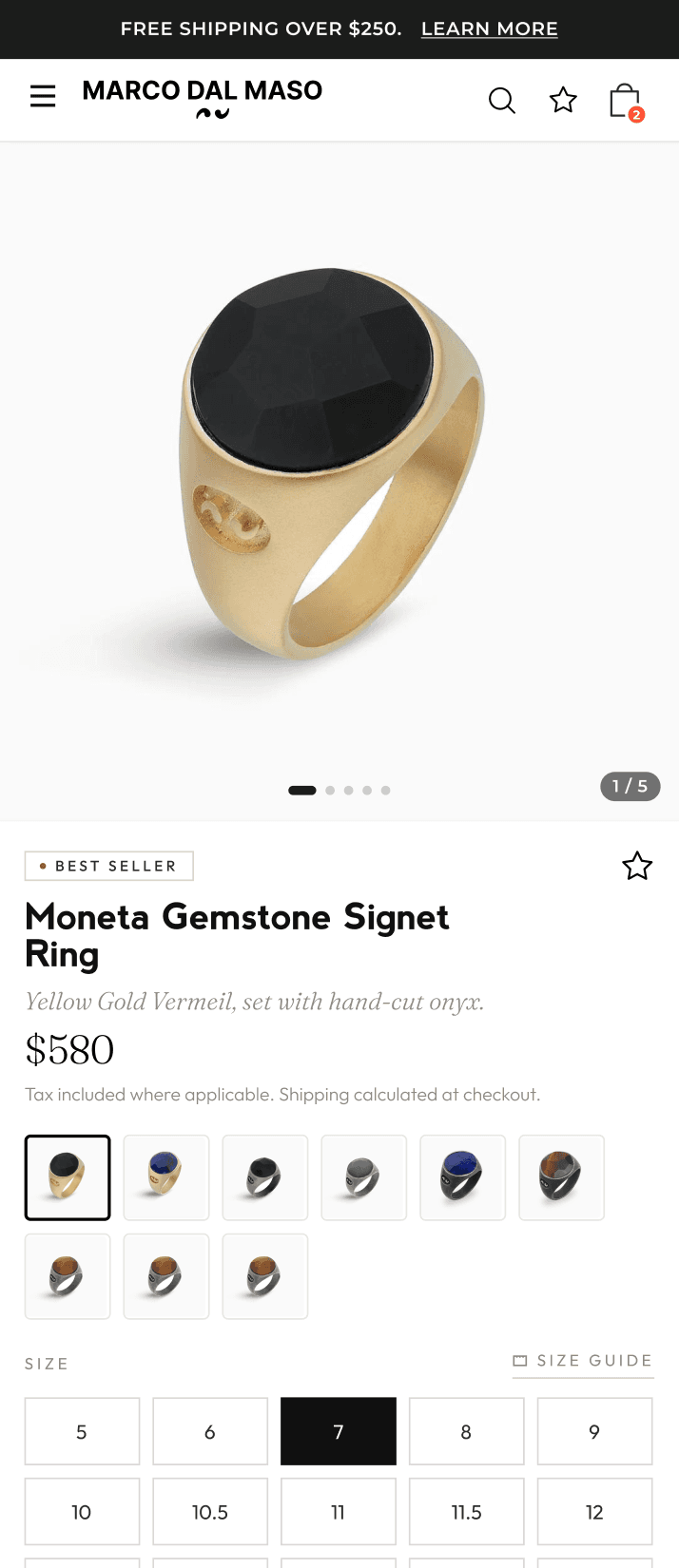 Product page after