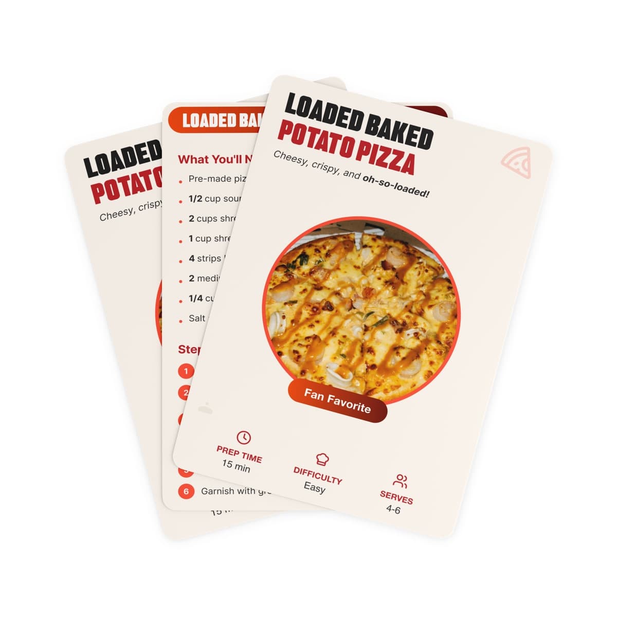What's inside: recipe cards that turn pizza night into a shuffle, pick, bake game.