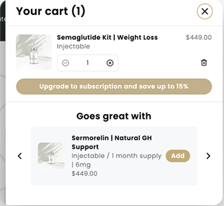 Cart cross-sell recommendations on Limitless Living MD