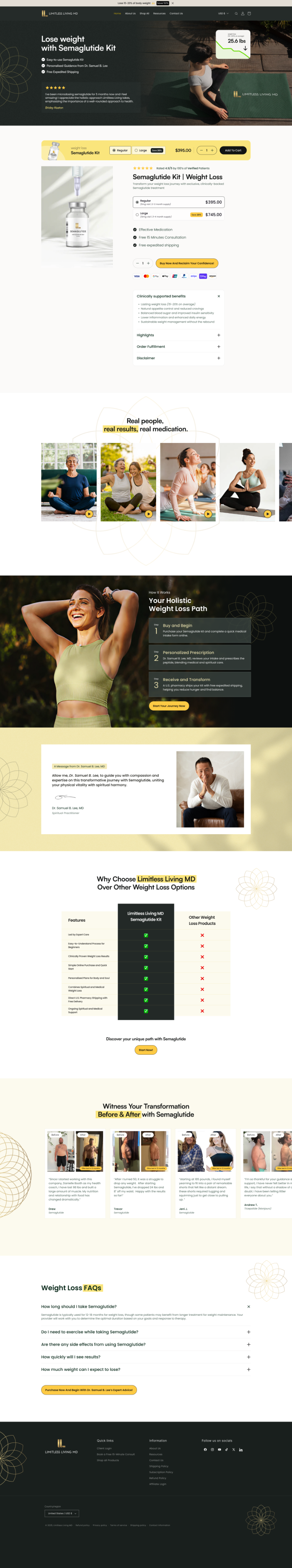 Limitless Living MD product page after the CRO rebuild